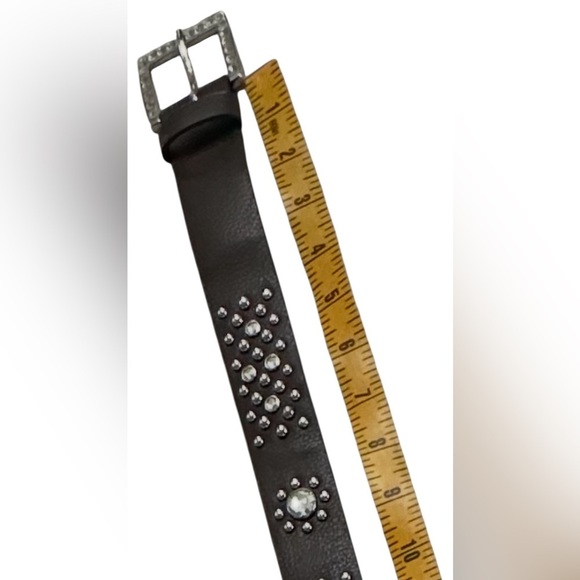 Brown women’s Belt with Silver studs & rhinestone studded Buckle. - Picture 10 of 11
